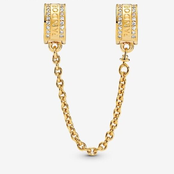 Pandora Pandora Logo Safety Chain Clip Charm - Picture 2 of 3